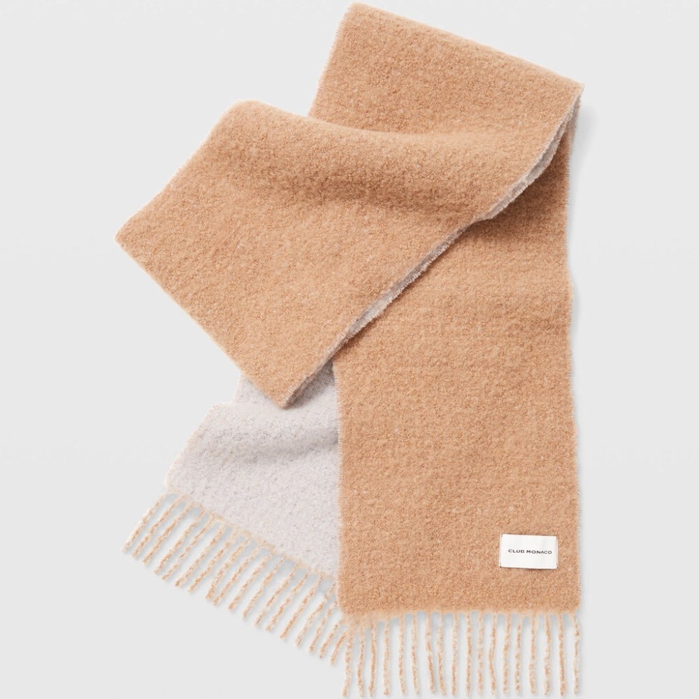 Cozy Wool Scarf - New With Tags - NEVER WORN - Camel/Cream